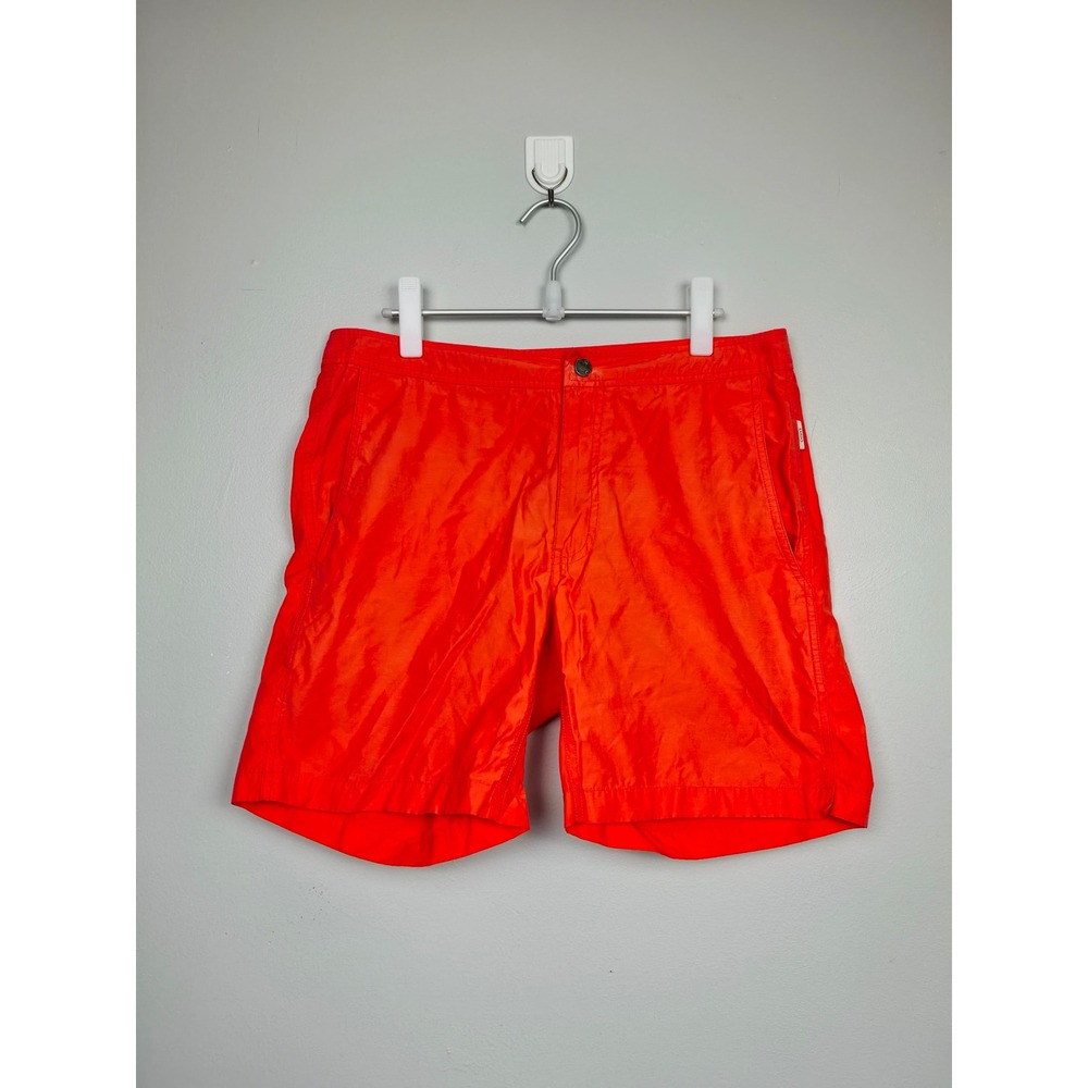Onia Mens Calder Swim Trunks Orange Mesh Lined Board Shorts Size 32